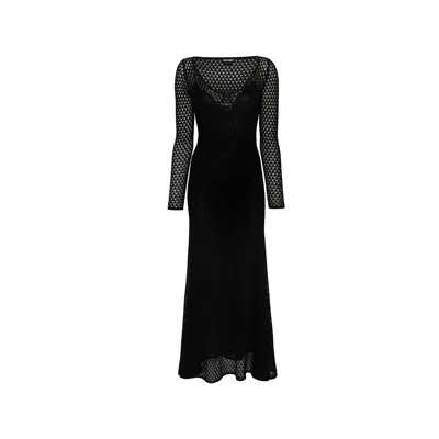 Tom Ford Lurex Crochet Maxi Dress Women In Black