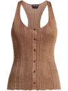 Tom Ford Lurex-detailing Ribbed Tank Top In Brown