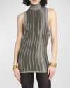 Tom Ford Lurex Ribbed Knit Mini Dress In Metallic O