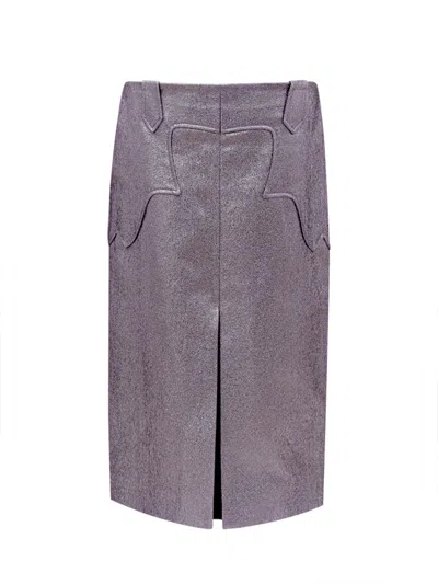 Tom Ford Lurex Skirt In Eco-pelle Viola  In Purple