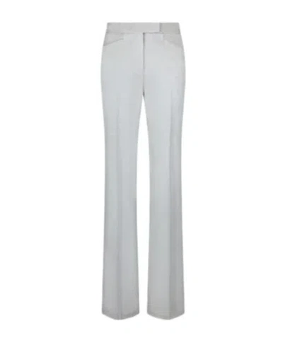 Tom Ford Lustrous Barathea Tailored Tuxedo Wide Leg Pants In Gray