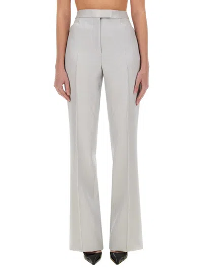 Tom Ford Lustrous Barathea Tailored Tuxedo Wide Leg Pants In Grey