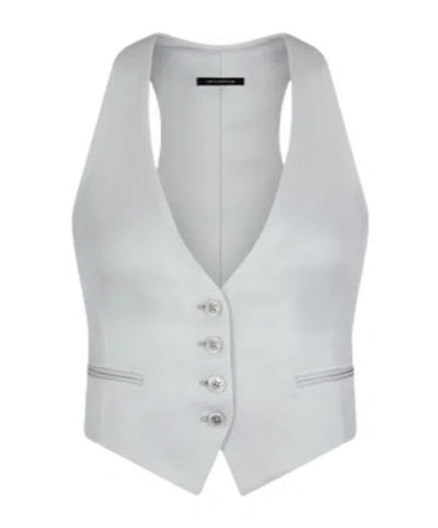 Tom Ford Lustrous Barathea Waistcoat In White