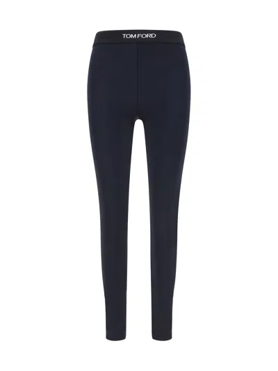 Tom Ford Stretch Lustrous Velour Signature Leggings In Black