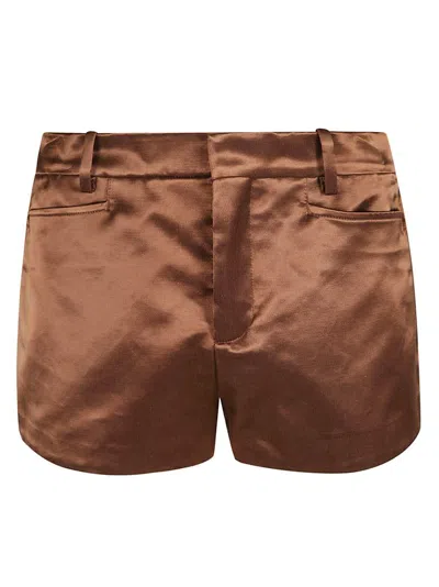 Tom Ford Lustrous Mini Shorts In Brown