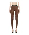 Tom Ford Brown Lustrous Signature Leggings In Green