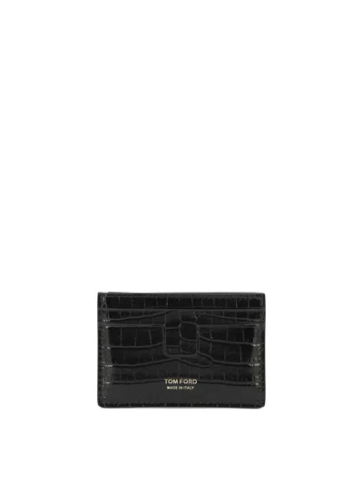 Tom Ford Luxurious Alligator Card Holder For Men In Black