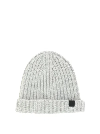 TOM FORD LUXURIOUS GREY RIBBED BEANIE FOR MEN FROM FW23 COLLECTION