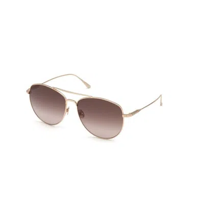 Tom Ford Luxurious Metal Sunglasses For Women In Golden Shade
