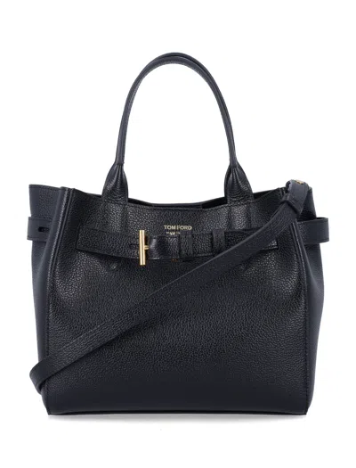 Tom Ford Luxury Calf Leather Shoulder Bag In Black
