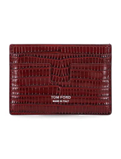Tom Ford Luxury Calf Leather Wallet For Men In Burgundy