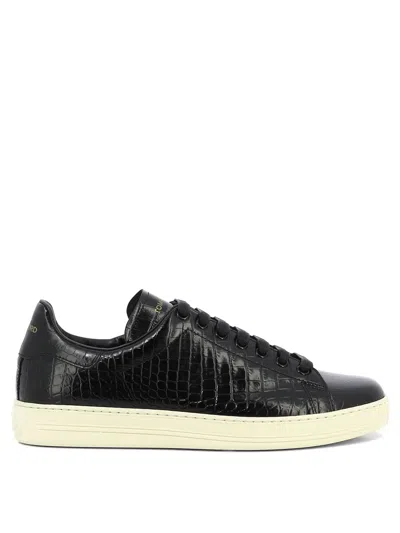 TOM FORD LUXURY CROC-PRINT LEATHER SNEAKERS