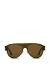 Tom Ford Lyle Brown Pilot Unisex Sunglasses Ft1074 51j 58 In Yellow