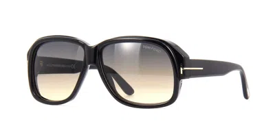 Pre-owned Tom Ford Lyle Ft 0837 Shiny Black/grey Brown Shaded (01b) Sunglasses