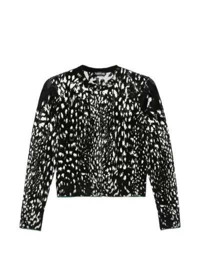 Tom Ford Lynx Jacquard Cardigan In Black