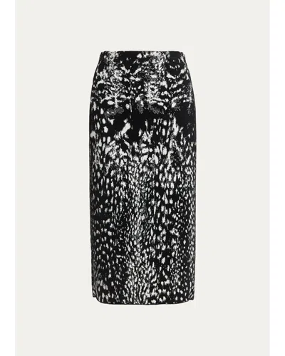 Tom Ford Lynx Jacquard Compact Velvet Knit Pencil Skirt In Black