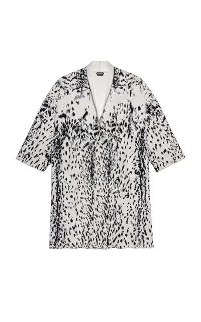 Tom Ford Lynx Print Oversized Coat In Animal Print