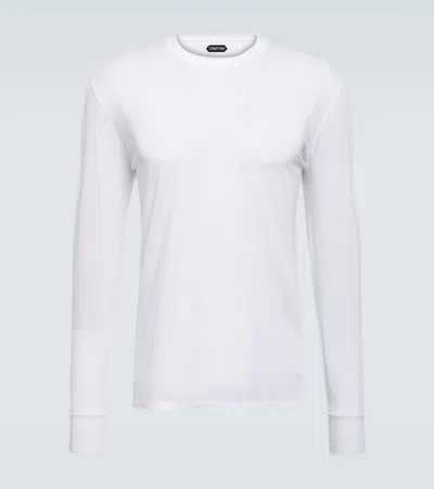 Tom Ford Lyocell & Cotton Crewneck T-shirt In Ecru