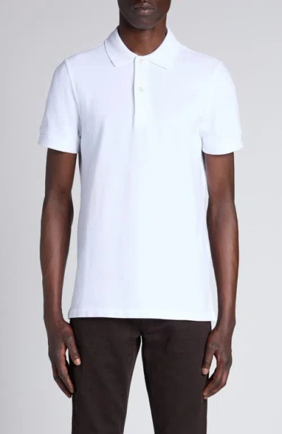 Tom Ford Lyocell & Cotton Piqué Polo In Aw002 White