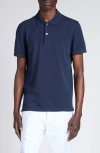 Tom Ford Lyocell & Cotton Piqué Polo In Hb785 Ink Blue