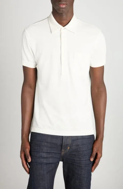 Tom Ford Lyocell & Cotton Piqué Polo In White