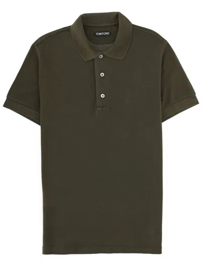 Tom Ford Lyocell And Cotton Polo Shirt In Green