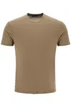 Tom Ford Military Green Crewneck T-shirt With Tf Embroidery In Lyocell And Cotton Blend Man