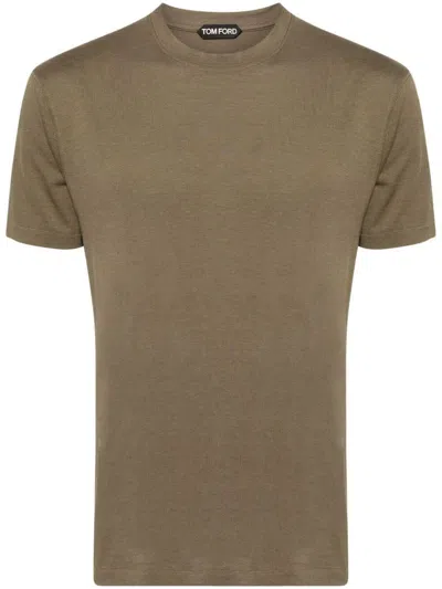 Tom Ford Lyocell And Cotton Regular Fit T-shirt Clothing In Green