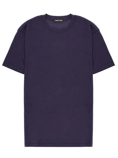 Tom Ford Lyocell And Cotton T-shirt In Blue
