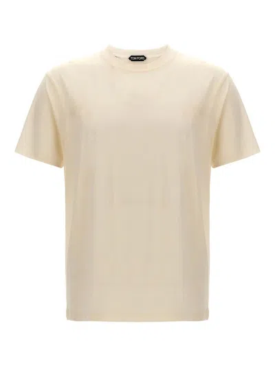 Tom Ford Crew Neck Plain Pattern Short Sleeves T-shirt In White