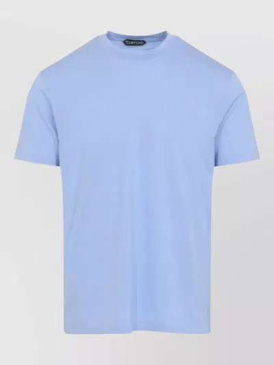 Tom Ford Lyocell Cotton Crew Neck Short Sleeve T-shirt In Blue