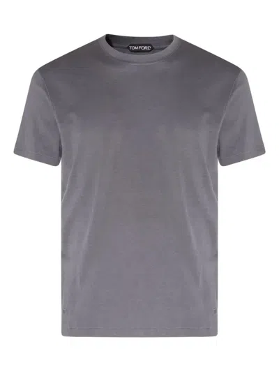 Tom Ford Lyocell Cotton Crew Neck T-shirt Clothing In Gray