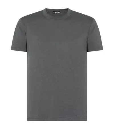 Tom Ford Lyocell-cotton T-shirt In Gray