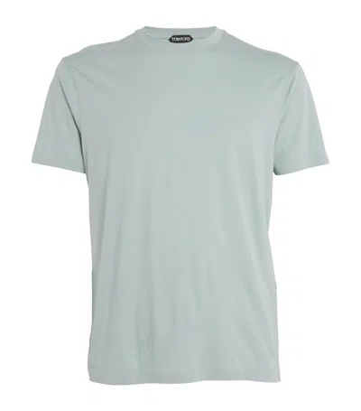 Tom Ford Classic Crewneck Short-sleeved T-shirt In Blue