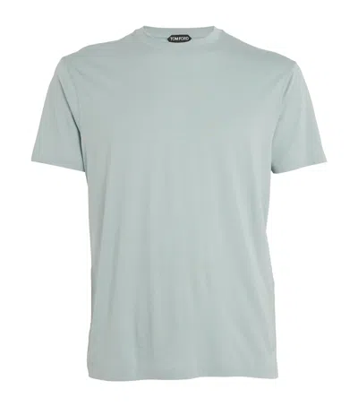 Tom Ford Lyocell-cotton T-shirt In Blue