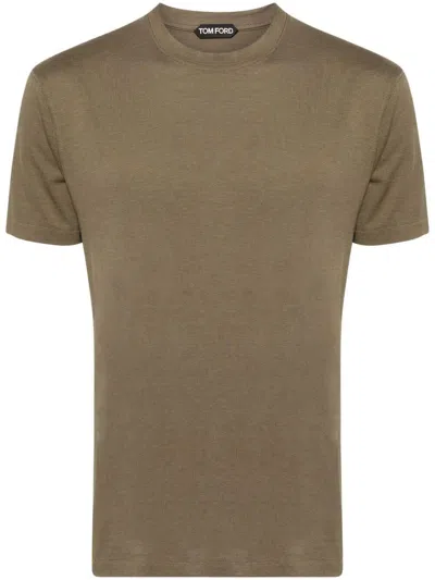 Tom Ford Lyocell-cotton T-shirt In Green