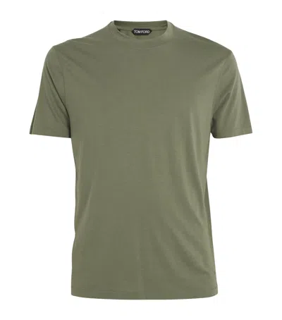 Tom Ford Lyocell-cotton T-shirt In Green