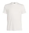 Tom Ford White Crewneck T-shirt With Tf Embroidery In Lyocell And Cotton Blend Man In White