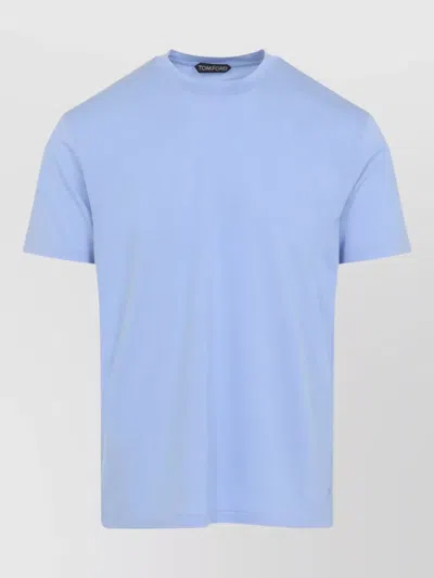Tom Ford Lyocell Crew Neck Short Sleeve T-shirt In Blue