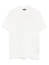 Tom Ford Textured White Pique Polo With Collared Neckline In White
