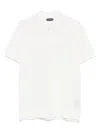 Tom Ford Textured White Pique Polo With Collared Neckline In White