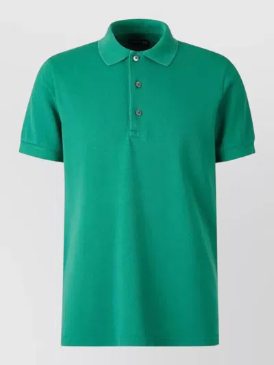 Tom Ford Lyocell Piquet Short Sleeve Polo Shirt In Green