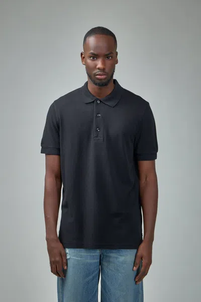 Tom Ford Lyocell Piquet Ss Polo In Black