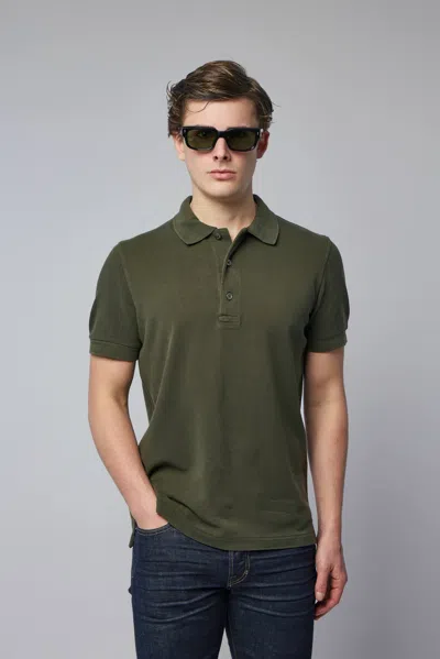 Tom Ford Lyocell Piquet Ss Polo In Green