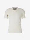Tom Ford White Crewneck T-shirt With Tf Embroidery In Lyocell And Cotton Blend Man In White
