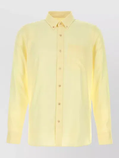 Tom Ford Lyocell Shirt Long Sleeves Button Collar In Yellow