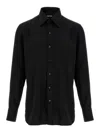 Tom Ford Black Shirt With Classic Collar In Tech Fabric Man In Black