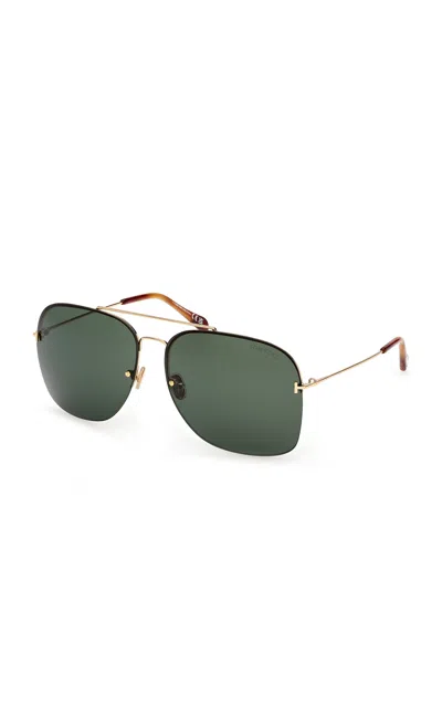 Tom Ford Mackenzie Aviator Metal Sunglasses In Green