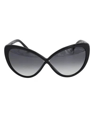 Tom Ford Madison Oversized Butterfly Cat-eye Sunglasses In Black Acetate
