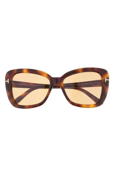 Tom Ford Maeve 55mm Butterfly Sunglasses In Blonde Havana/brown